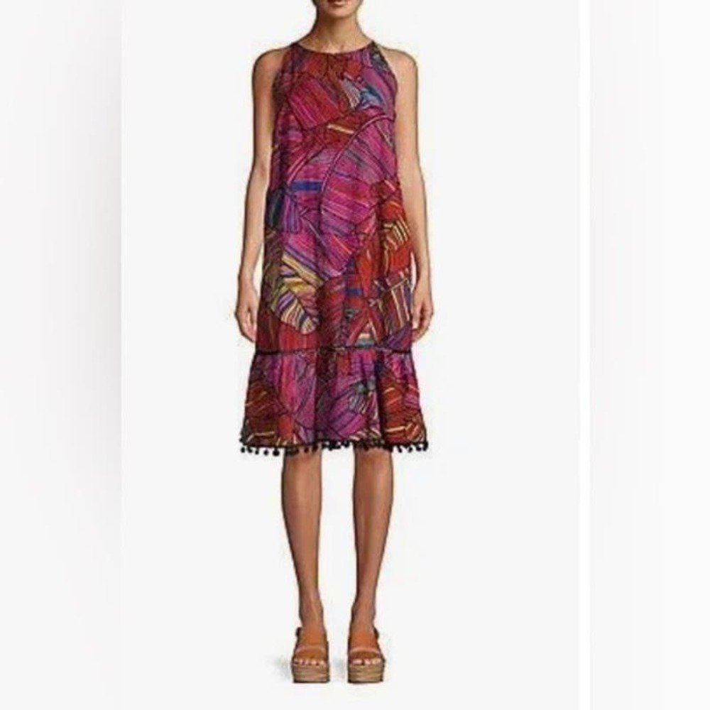 For the Republic Colorful Sleeveless Pom Pom Fringe Knee Length Dress Sz Medium‎